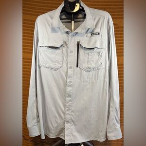 NWOT AKHG Men’s XL Tall Lightweight Vented Button Up – Light Blue